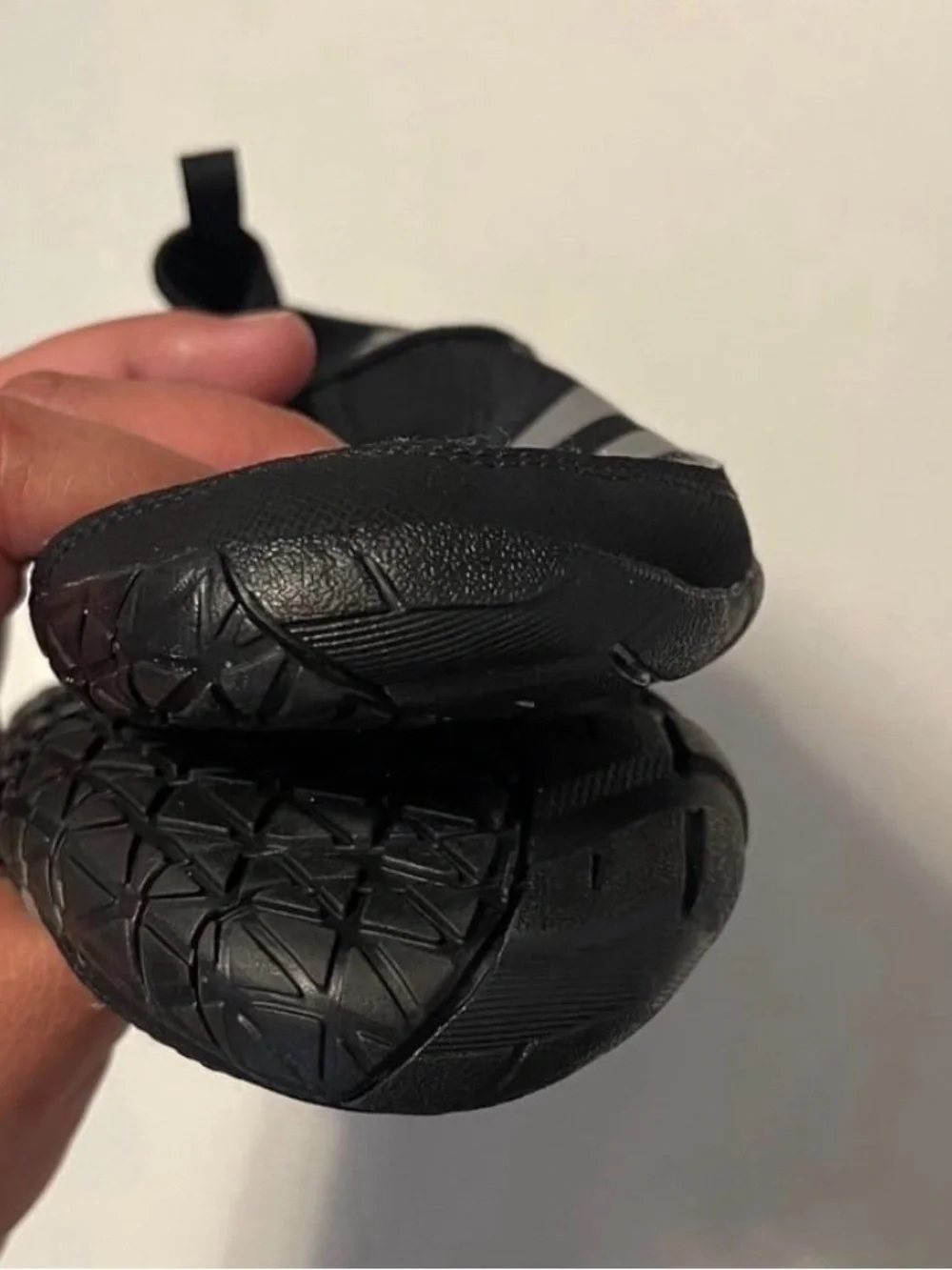 adidas Kids Black Slip-On Water Shoes with Silver Stripes